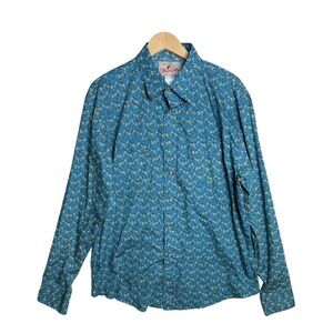 WRANGLER VTG Snap Front WESTERN Shirt Long Sleeve Blue Paisley Mens XL